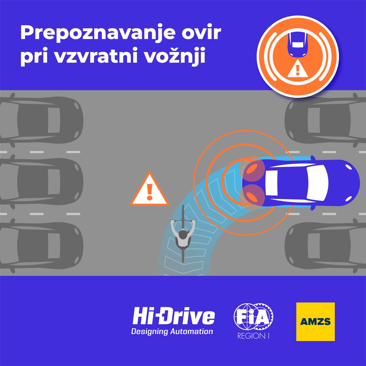 AMZS_si's tweet photo. Vzvratna vožnja brez stresa in skrbi!🔙🚗🚨 S tehnologijo za prepoznavanje ovir parkiraj varneje in samozavestno. Pripomoček te pravočasno opozori na pešce, kolesarje ter druge ovire in nevarnosti. 💥@_HiDrive_ @FIARegionI #hidrive #VoziteVarno https://t.co/VgUpjd16XE