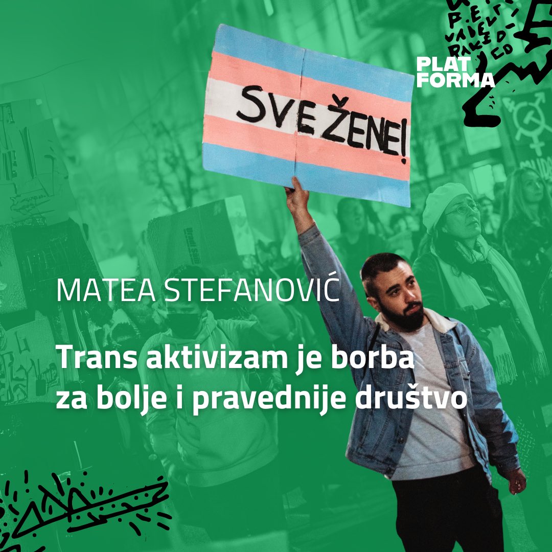 TransMreza's tweet photo. 📖 Drage naše i dragi naši, novi tekst iz magazina #plaTForma5 je online! 🆕

✊🏻 Trans aktivizam je borba za bolje i pravednije društvo 🌸

Trans aktivizam jedan je od ključnih činilaca u borbi za pravednije društvo, posebno u kontekstu nedostatka zakona o rodnom identitetu. Suočeni s diskriminacijom, nasiljem i isključujućim politikama, trans zajednica i saveznici_e globalno podižu svijest o ljudskim pravima i bore se za socijalnu pravdu i jednakost.

Ovaj magazin rađen je u saradnji sa našim kolegama_inicama iz lokalnih organizacija u regionu: @nvospektra ,  Kolektiv Talas TIRV, KolekTIRV.

Ovaj broj magazina finansijski je podržan od strane: Rosa Luxemburg Stiftung Southeast Europe 🌹

Tekst u cjelosti možete pročitati na linku: https://t.co/P5HtCBTv79
