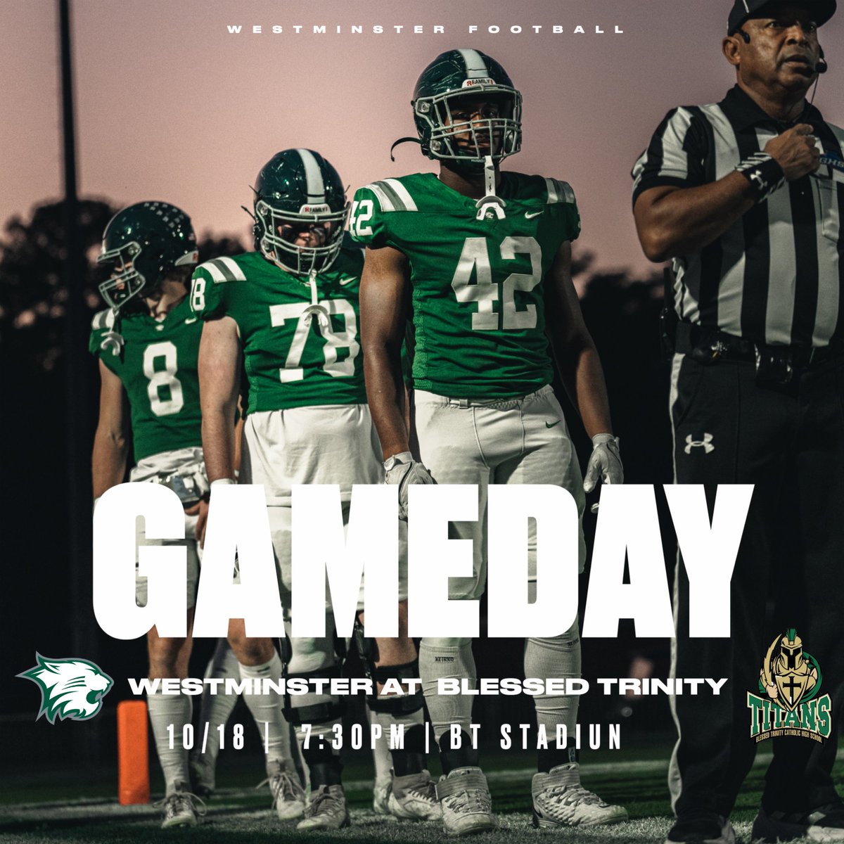 WCAT (@westminsterwcat) on Twitter photo 2015 State Championship Rematch! Westminster at Blessed Trinity 7:30:bit.ly/wcatnfhs #GoCats
<a href="/scoreatlanta/">SCORE Atlanta</a> <a href="/High5Sports/">High5Sports</a> <a href="/11AliveSports/">11Alive Sports</a> <a href="/OfficialGHSA/">GHSA</a> <a href="/MaxPreps/">MaxPreps</a> <a href="/Wildcatfbatl/">Westminster Football</a> #gpbscores
<a href="/ps_nation_/">Prep Sports Nation</a> #fnl 2015 State Championship Rematch! Westminster at Blessed Trinity 7:30:bit.ly/wcatnfhs #GoCats
<a href="/scoreatlanta/">SCORE Atlanta</a> <a href="/High5Sports/">High5Sports</a> <a href="/11AliveSports/">11Alive Sports</a> <a href="/OfficialGHSA/">GHSA</a> <a href="/MaxPreps/">MaxPreps</a> <a href="/Wildcatfbatl/">Westminster Football</a> #gpbscores
<a href="/ps_nation_/">Prep Sports Nation</a> #fnl