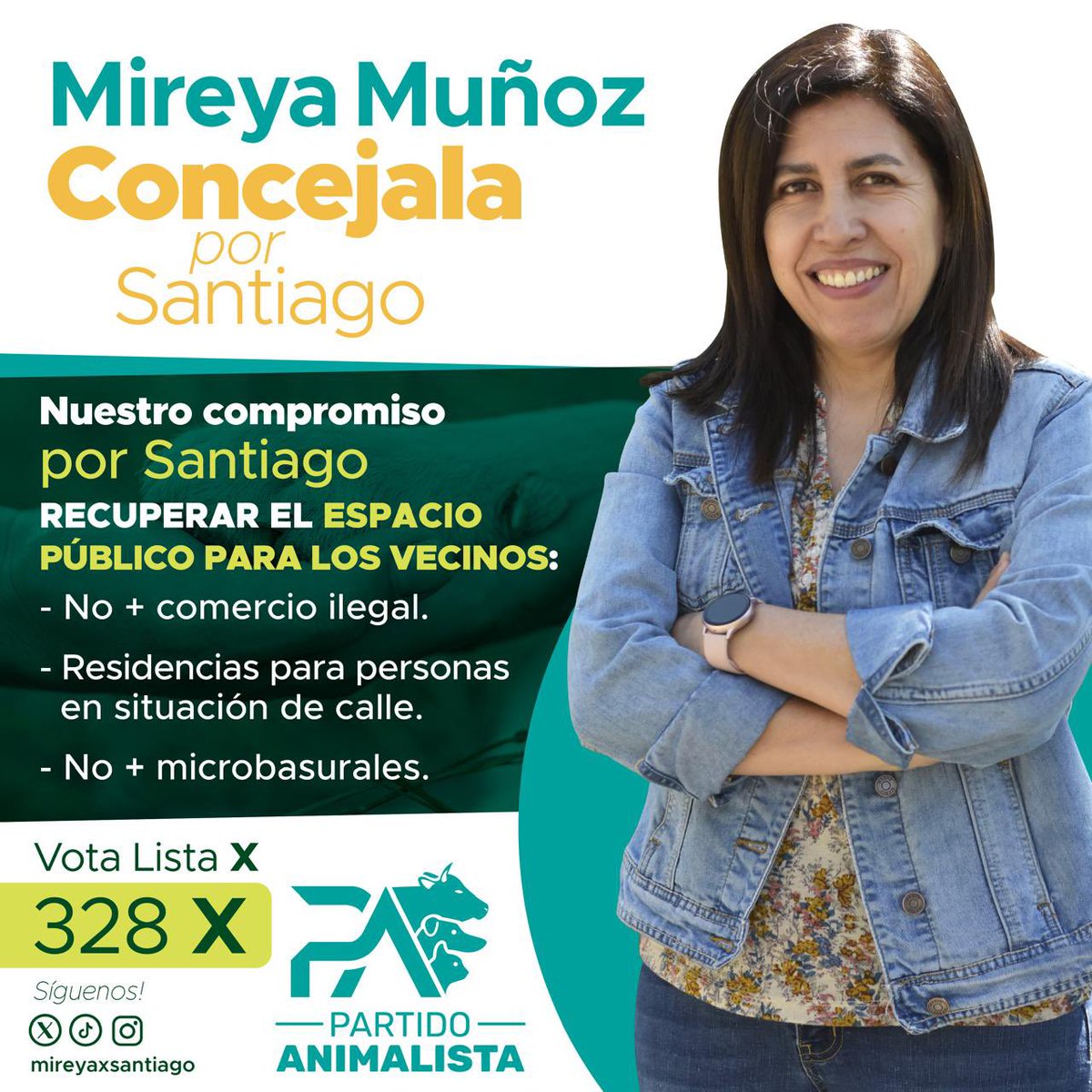 Nuestro compromiso con Santiago junto a nuestra candidata a la Alcaldía de Santiago <a href="/rosarioxstgo/">Rosario Carvajal por Santiago</a> Recuperar el espacio público para los vecinos. 
•No + comercio ilegal.
•Residencias para personas en situación de calle.
•No + microbasurales. Con el corazón a recuperar Santiago