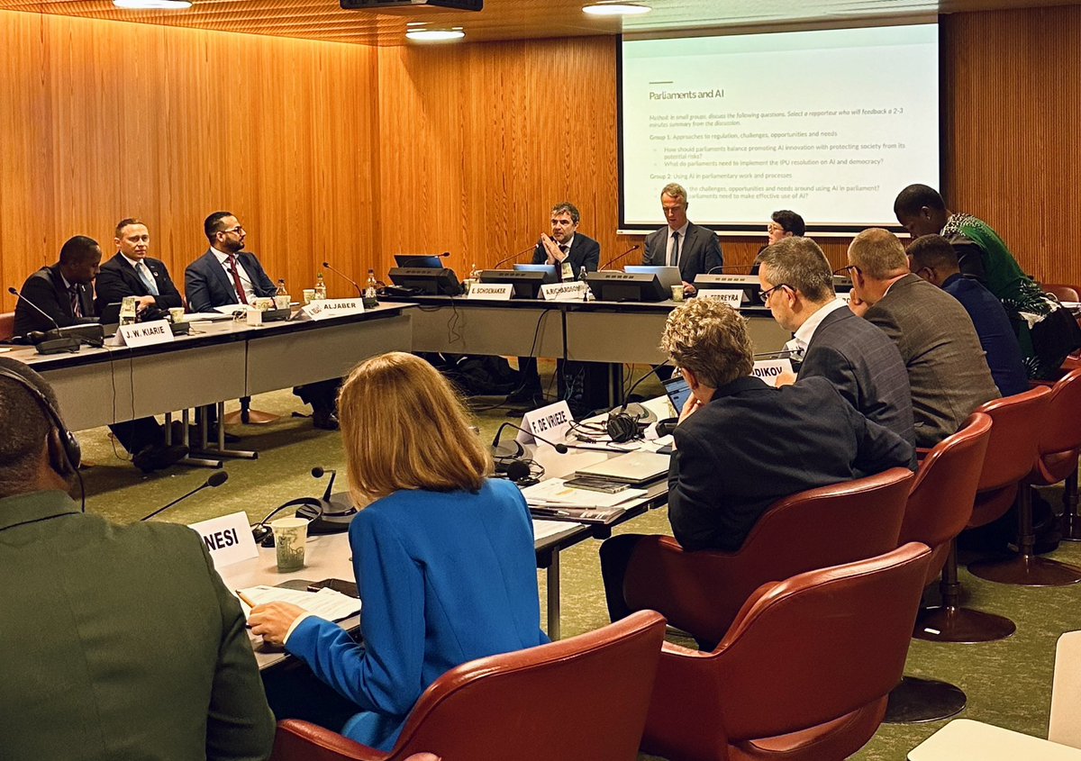 UNDP Governance (@undpgov) on Twitter photo <a href="/aleidaferreyra/">aleidaferreyra</a> <a href="/sa_lister/">Sarah Lister</a> <a href="/Osamaljaber/">Osama Aljaber</a> <a href="/UNDPDigital/">UNDP Digital</a> <a href="/IPUparliament/">IPUparliament</a> How can parliaments navigate the AI revolution? In our afternoon session, one group dives into regulation challenges and opportunities, while another explores how AI can transform parliamentary work.#IPU149 <a href="/aleidaferreyra/">aleidaferreyra</a> <a href="/sa_lister/">Sarah Lister</a> <a href="/Osamaljaber/">Osama Aljaber</a> <a href="/UNDPDigital/">UNDP Digital</a> <a href="/IPUparliament/">IPUparliament</a> How can parliaments navigate the AI revolution? In our afternoon session, one group dives into regulation challenges and opportunities, while another explores how AI can transform parliamentary work.#IPU149