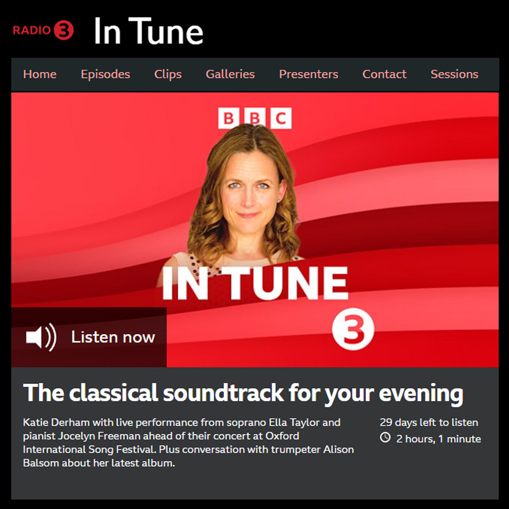 Oxford Song (formerly Oxford Lieder) (@oxfordsong) on Twitter photo If you missed In Tune yesterday, you can listen to <a href="/etaylorsoprano/">Ella Taylor (THEY/THEM)</a> and <a href="/PianoLieder/">Jocelyn Freeman</a> performing and chatting with <a href="/thekatiederham/">Katie Derham</a> by clicking here
➡️ bbc.co.uk/sounds/play/m0…
#oxfordinternationalsongfestival #oxfordsong #lieder <a href="/BBCRadio3/">BBC Radio 3</a> #intune If you missed In Tune yesterday, you can listen to <a href="/etaylorsoprano/">Ella Taylor (THEY/THEM)</a> and <a href="/PianoLieder/">Jocelyn Freeman</a> performing and chatting with <a href="/thekatiederham/">Katie Derham</a> by clicking here
➡️ bbc.co.uk/sounds/play/m0…
#oxfordinternationalsongfestival #oxfordsong #lieder <a href="/BBCRadio3/">BBC Radio 3</a> #intune