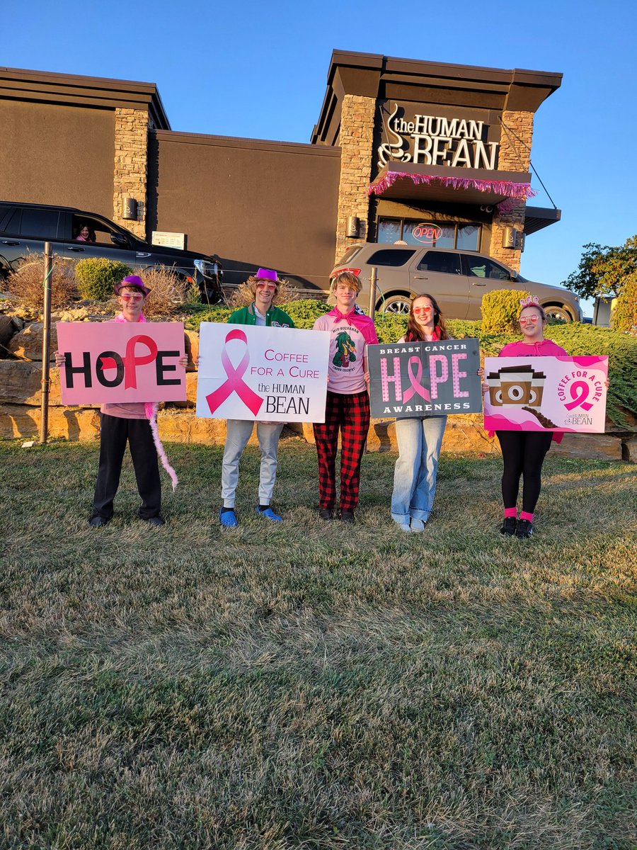MsMaP2's tweet photo. Coffee for a Cure today!  Come see the CC team and support breast cancer awareness. 100% of sales and tips are donated to Mosaic Auxiliary. #DragonPride @MBDragonSports https://t.co/7xR1cnFAzu
