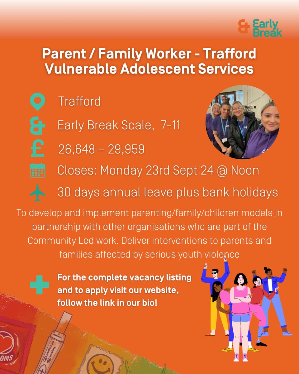📣 We’re recruiting! 📣 Join our team, and apply for one of our vacancies via the link in our bio today!! #earlybreak #newjob #childrenandyoungpeople #recruitment #vacancy #manchester #mentalhealth