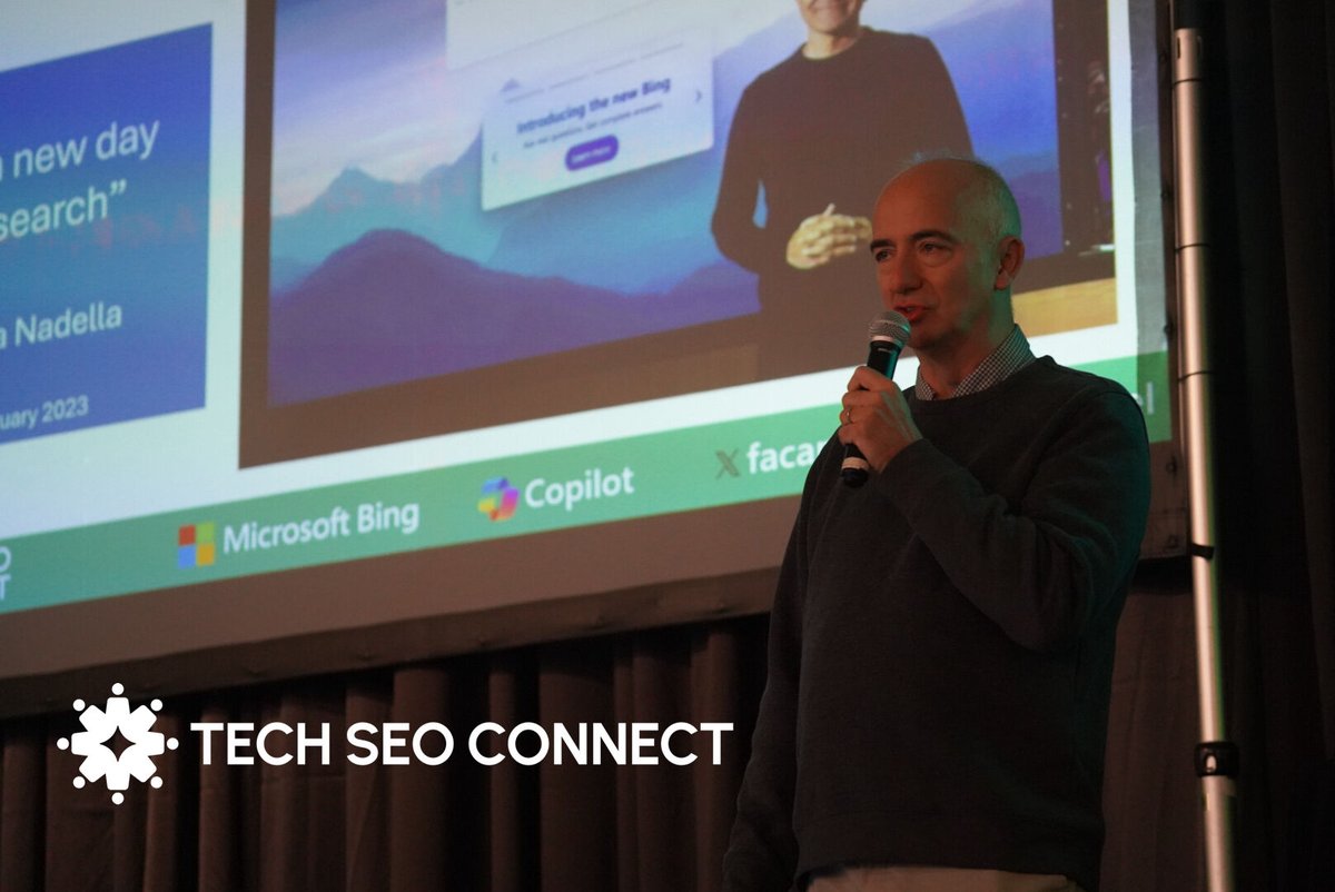 techseoconnect's tweet image. Fabrice Canel (@facan) is keynoting the 2nd day at #TechSEOConnect, sharing the evolution that @Microsoft Bing has undergone with their investment in AI.  #SEO #TechSEO