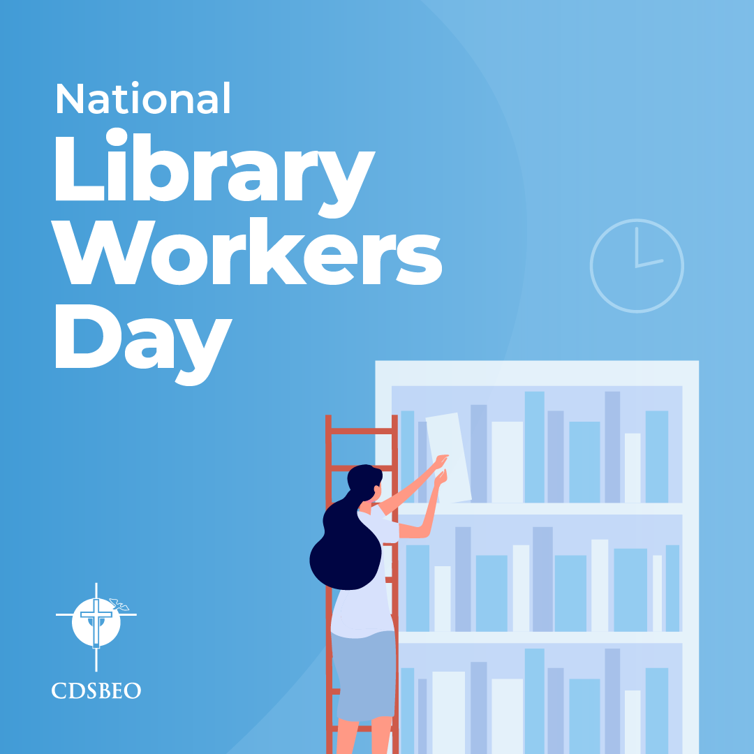 CDSBEO's tweet photo. Happy National Library Workers Day! Today, we celebrate the incredible library staff who keep our libraries thriving, especially in our schools. Your commitment to encouraging a love of reading and supporting student success is appreciated. Thanks for all you do!
#CDSBEOLearning https://t.co/1s0VYbaHpv