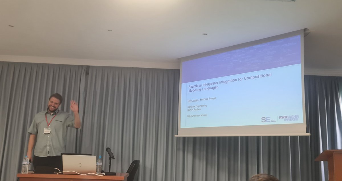 Our <a href="/SE_RWTH/">Software Engineering @ RWTH Aachen</a> Nico Jansen presents his work on model interpreters in #MontiCore and gives a demo at <a href="/langdev2024/">LangDev Conference 2024</a> #LangDev2024