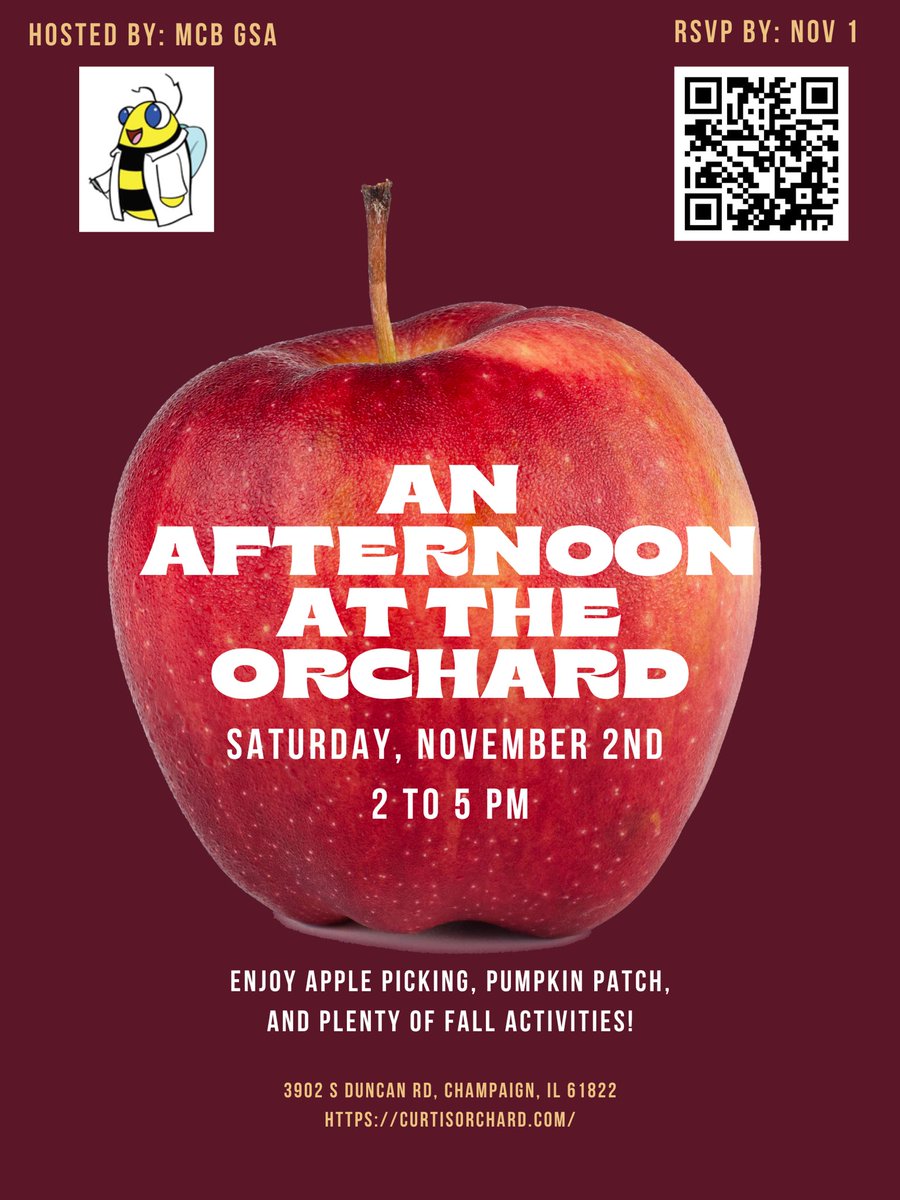GSA apple-solutely inviting you for an afternoon at the orchard!!! 🍎🍂
#mcb #uiuc #fall