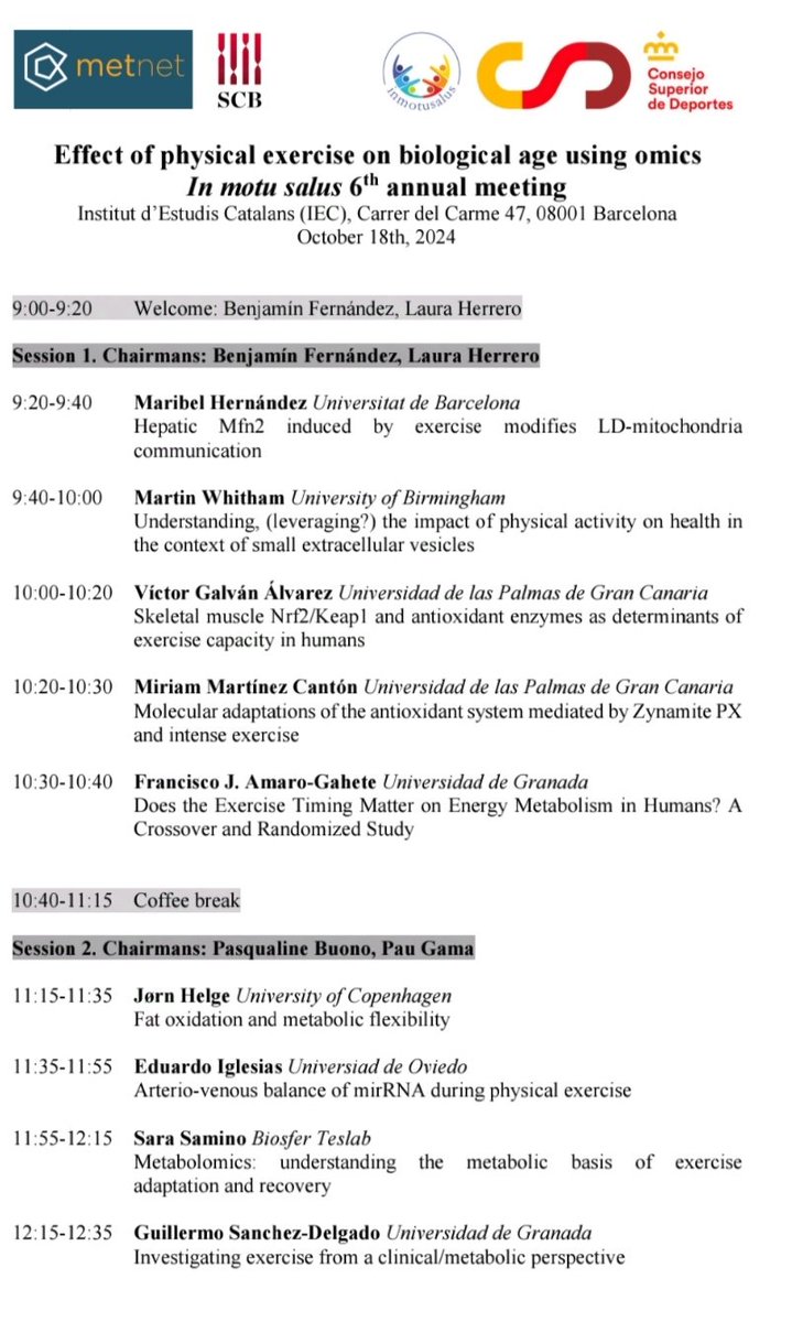 Maribel_h_a's tweet photo. So grateful for the opportunity to show our work (@rodri_troncoso @jcborquezp ) at the 6th Anual meeting of In motu salus. A conference completely dedicated to effects of exercise in metabolism. Great Science and collaborations ongoing!  @BQBiomedMolUB  @IBUB_UB @MHA_laboratory https://t.co/aurCoacQLy