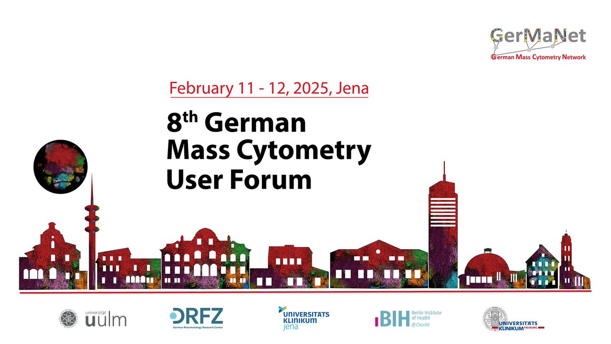 Dear friends of mass cytometry,
the 8th German Mass Cytometry User Forum will take place from February 11 to 12, 2025, in Jena. Registration and abstract submission is now open at masscytometry.de