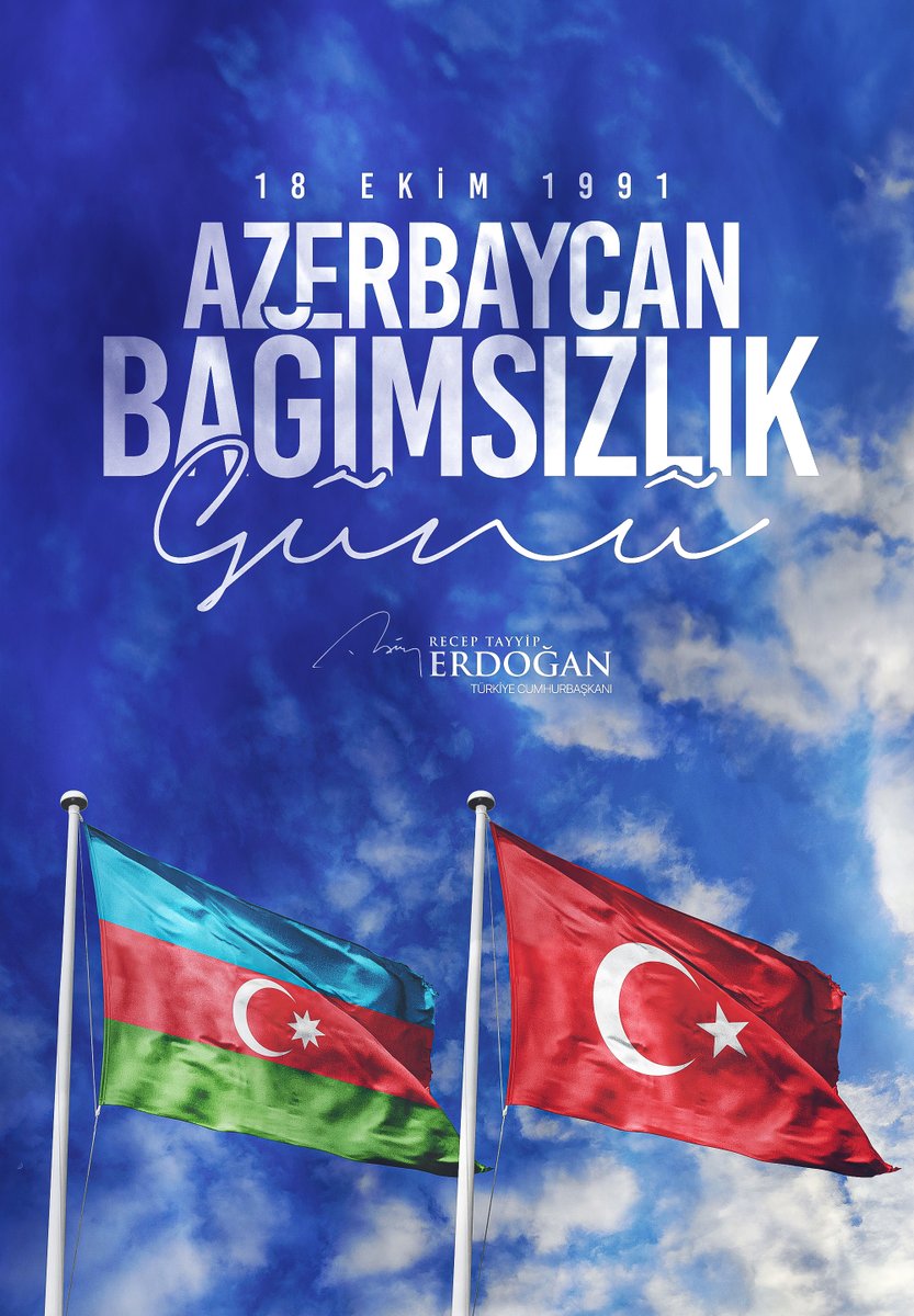 Dostumuz, kardeşimiz; iki devlet, tek millet anlayışına sahip olduğumuz Azerbaycan’ın 18 Ekim Bağımsızlık Günü’nü en kalbî duygularımla tebrik ediyorum.

Cumhurbaşkanı, değerli gardaşım İlham Aliyev ve tüm Azerbaycan halkına Türkiye’nin selam ve muhabbetlerini iletiyorum. 🇹🇷🇦🇿
