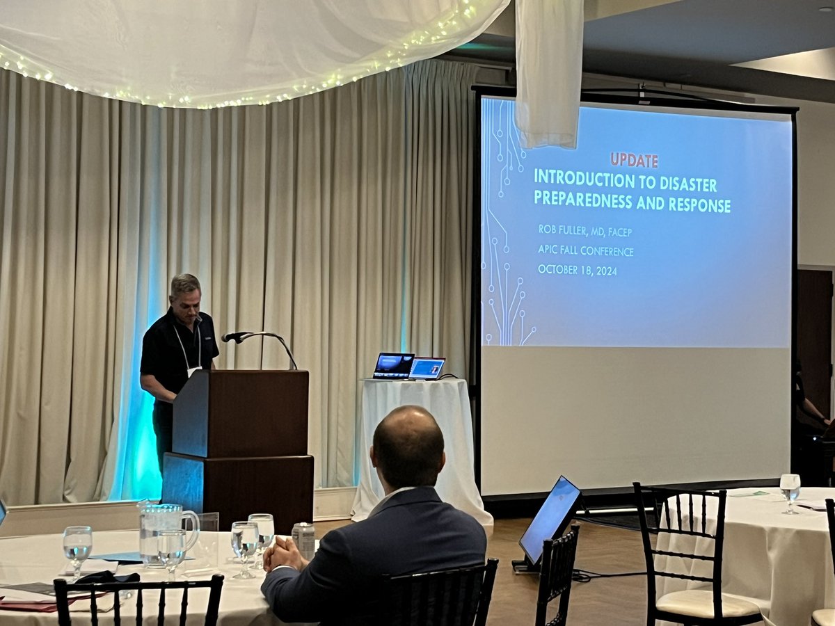 ApicNE's tweet photo. First Speaker at APIC NE - Dr. Rob Fuller. Disaster Preparedness https://t.co/6dTui6iYDa