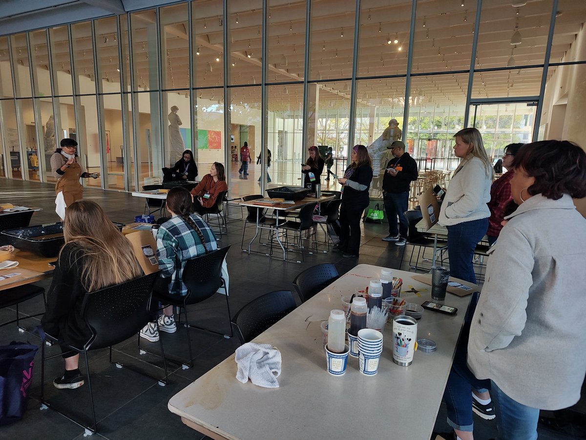 FineArtsCobb's tweet photo. Patsy Rausch is starting off day 2 of GAEA with a fascinating paper making workshop!  Great information, tips, and STEAM connections!  @CobbVisualArts #cobbartrocks #GAEAfall2024 #GAEAthrowback @GAEA_artforall https://t.co/aAiRAOMB0a