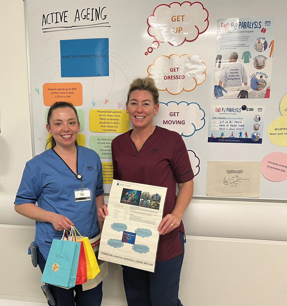 GraceAnneJ23's tweet photo. A busy week for #TeamIPC. We’ve travelled far and wide to promote #InternationalInfectionPreventionWeek2024. Thank you to some of #Team102 (pictured here) and our colleagues across @NHSGrampian who’ve joined us. If we didn’t get to you, pls visit our intranet page @junebrown116 https://t.co/Yy9fHVn1xK