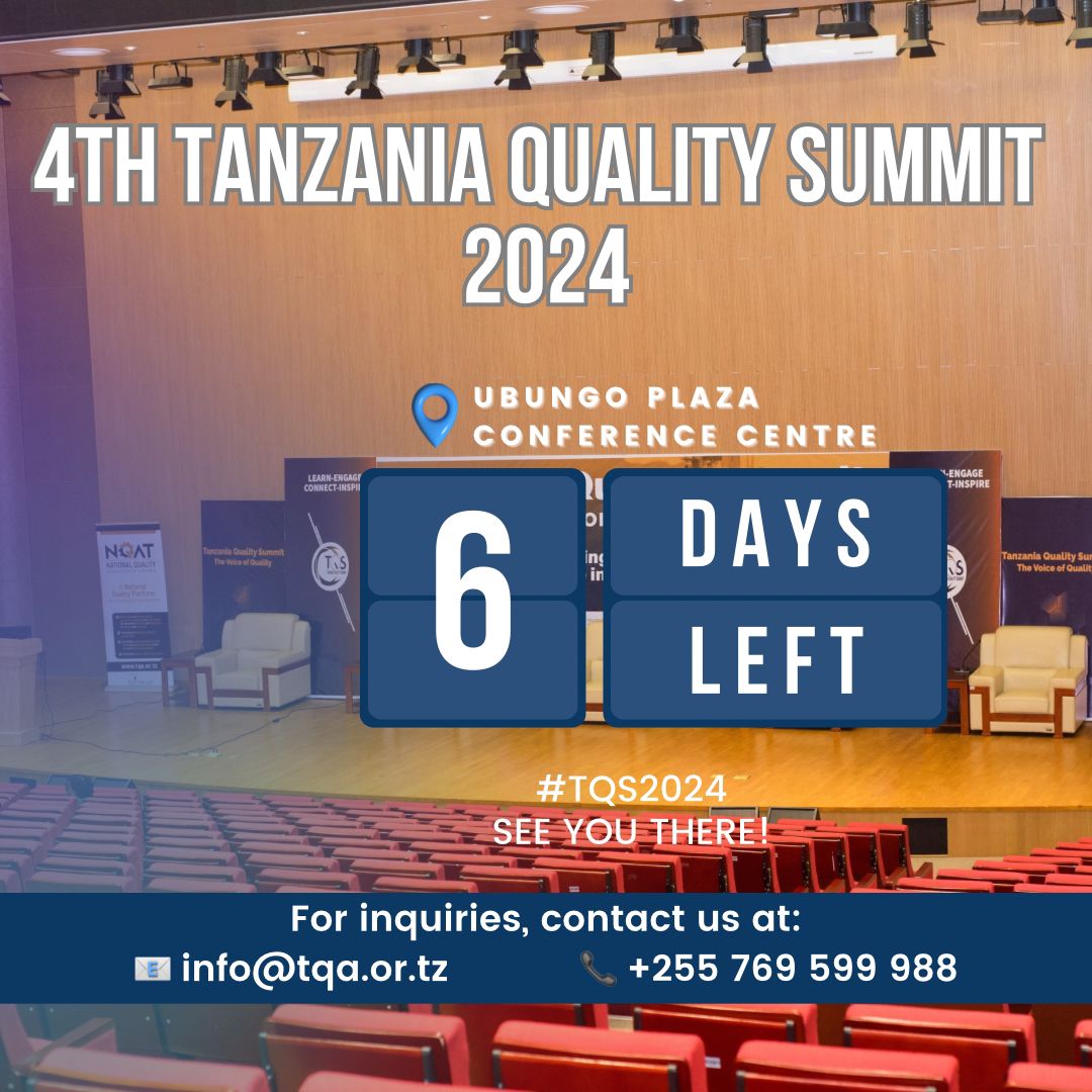 neppy's tweet photo. Ni siku 6 zimebaki kuelekea awamu ya 4 ya mkutano wa ubora Tanzania @QualitySummitTZ 
Hapa utaKutana na wazalishaji, Watunga sera na Wataalamu wa Viwango.

Ni vyema kutembelea ukurasa wa @QualityAssocTZ kwa maelezo zaidi.

#TQS2024
#UboraSummit2024 https://t.co/9F9U6ptRVD