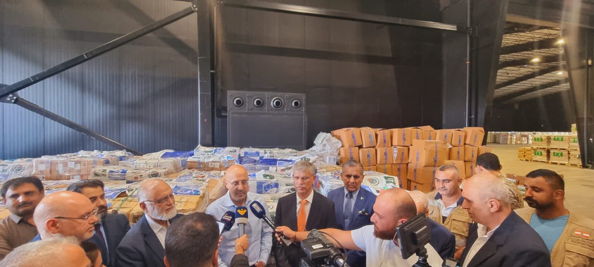 Alkhidmat leadership landed at Beirut today with 100 tons of Humanitarian Relief Goods on a chartered aeroplane for delivery to affected people of recent ruinous bombardment by Israel, Pakistan shall continue to support people in need across the globe.