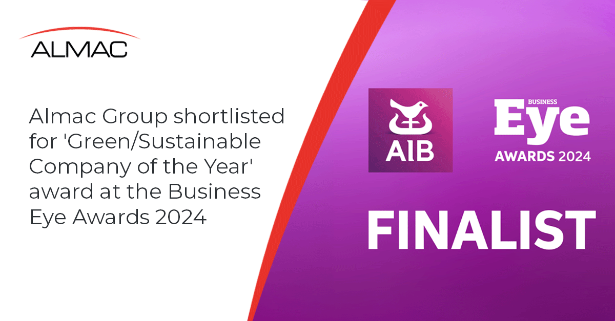 AlmacGroup's tweet image. We are pleased to have been shortlisted in the 'Green/Sustainable Company of the Year' category at the @AIB_NI Business Eye Awards 2024! 

Good luck to all the finalists!

#Sustainability #NorthernIrelandBusiness #SustainableCompany #BusinessEye2024