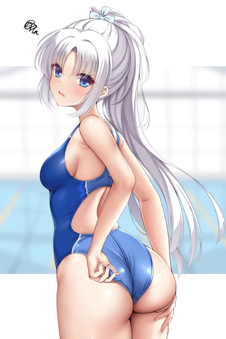水着の食い込みを直す芳乃様(skeb) 