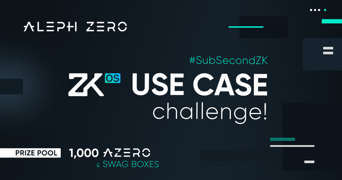 💡 Join the Aleph Zero zkOS Use Case Challenge!

Looking for plans for the weekend? Now that you know how fast zkOS is, we want to hear how you think zkOS can enhance the web3 space! 🤔

Share your creative ideas in a tweet or thread and win! Anything goes, infographics,