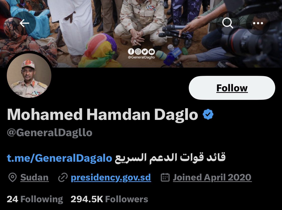 Abdo_Al_khalifa's tweet photo. #removedaglo
هي حملة يقوم بها شباب سودانيين لاغلاق حساب حميدتي @GeneralDagllo قائد مليشيا الدعم السريع
لكل من يهمه امر #السودان ان يشارك السودانيين هذه الحملة
@HkZuk
@Bit_Khalifa1417
@yasin123ah
@abdo_Elgni
@almaleekaah
@ObaiCJ https://t.co/qcEdL1bunG