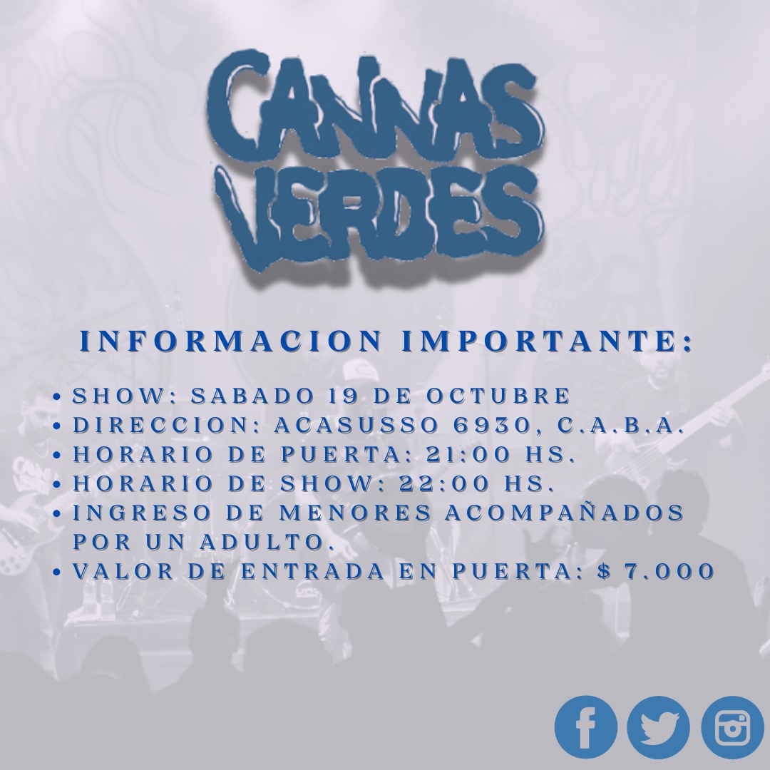 📢 Les dejamos la info importante para este sábado 19/10 en @eltanquecultural 🎸🎉🎈🎤🎼
#rockenvivo #musicaenvivo #cannasverdes #showsencaba #eltanquecultural #showenvivo