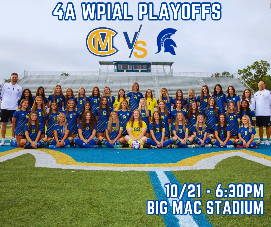 CM Lady Mac Soccer (@cmladymacsoccer) on Twitter photo Come support us as we start our WPIAL playoff journey at HOME on Monday night! 👏🏼
<a href="/CanonMacSports/">Canon-McMillan Sports</a> <a href="/PGSportsNow/">Post-Gazette Sports</a> <a href="/TribLiveHSSN/">TribLive HSSN</a> <a href="/pghsoccernow/">Pittsburgh Soccer Now</a>
#OneFamilyOneGoal Come support us as we start our WPIAL playoff journey at HOME on Monday night! 👏🏼
<a href="/CanonMacSports/">Canon-McMillan Sports</a> <a href="/PGSportsNow/">Post-Gazette Sports</a> <a href="/TribLiveHSSN/">TribLive HSSN</a> <a href="/pghsoccernow/">Pittsburgh Soccer Now</a>
#OneFamilyOneGoal
