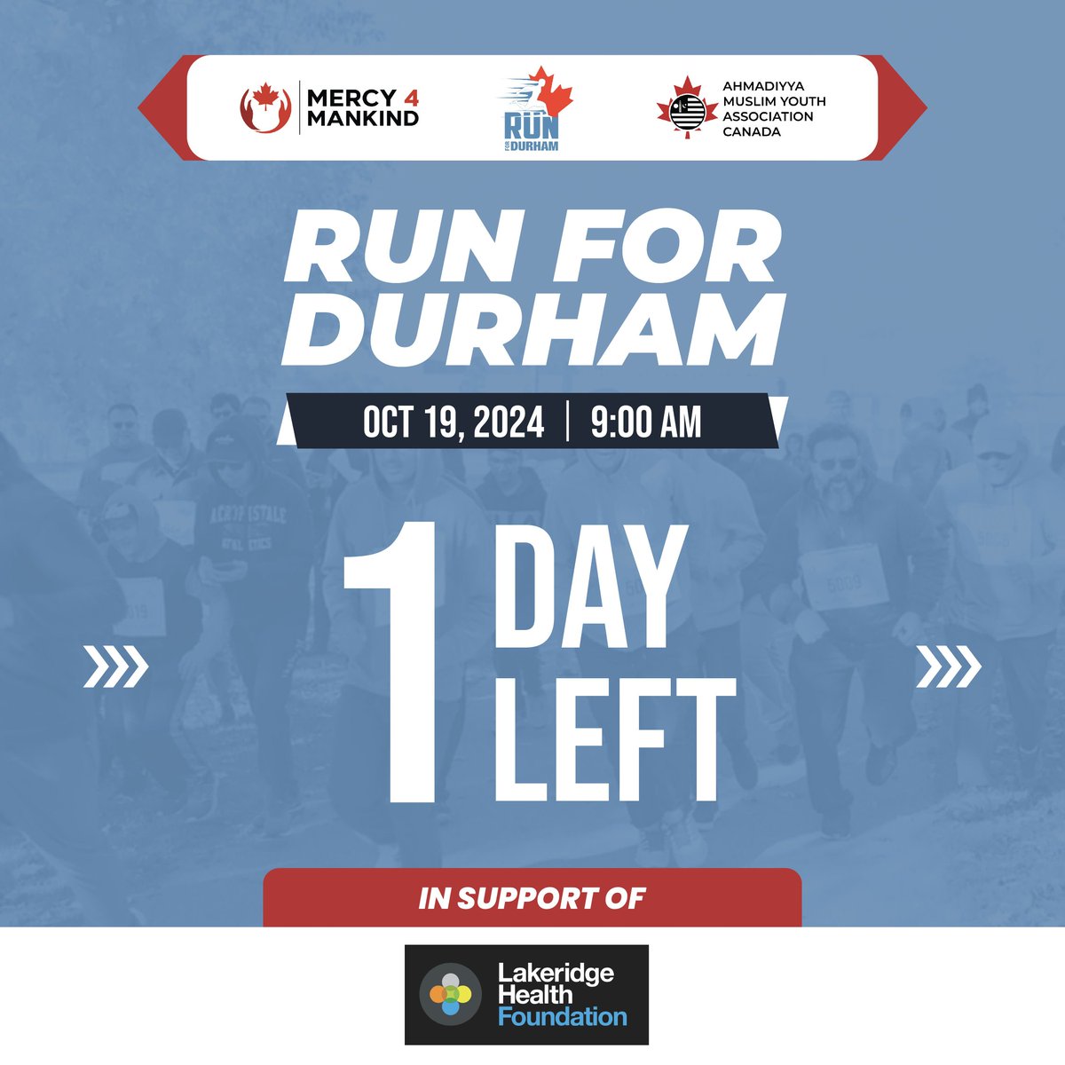 RunForDurham's tweet image. Only 1 DAY LEFT!

3rd Annual RUN FOR DURHAM 

In support of Lakeridge Health Foundation 

Saturday, October 19th at 9 AM

Heydenshore Kiwanis Park In Whitby

Register Now:  raceroster.com/events/2024/84…

#RunForDurham #Mercy4Mankind #Durham