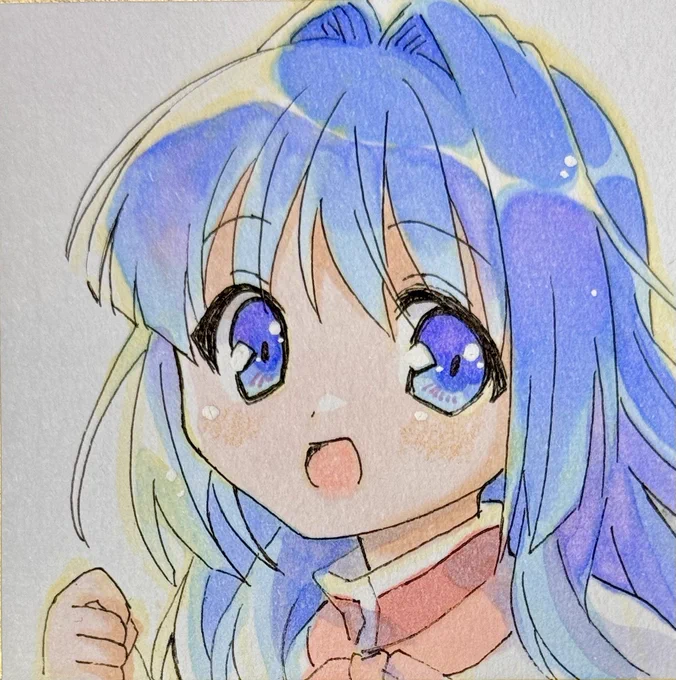 711日目のアナログイラストはKanonの水瀬名雪です75mmの豆色紙に描きました! 