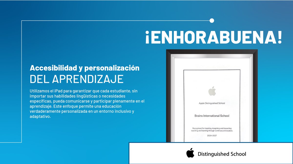 Colegio_Brains's tweet image. 🎉 ¡Nos enorgullece anunciar que el grupo Brains International Schools ha sido reconocido nuevamente como #AppleDistinguishedSchool! 🎉

Este logro reafirma nuestro compromiso con una educación innovadora que transforma el aprendizaje a través de la tecnología. En Brains, el iPad…
