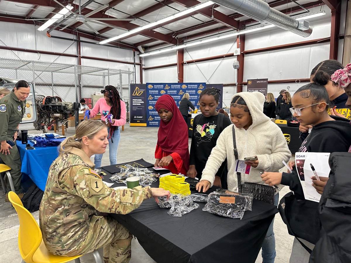 Girls in Aviation Day is designed to bring students face-to-face with Aviation professionals. They are learning all about careers in Aviation #shawneeexplore #jcps #discoverthepossibilities