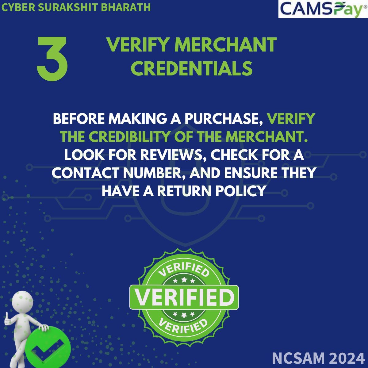 camspay's tweet photo. "I can't believe I fell for that scam!"

We've all been there, and it's a tough lesson learned. But you don't have to be the next victim of cyber-crime!

Tips to be cyber secure!

CAMSPay.
#SatarkNagrik #RBI #NASCM #CAMSPay
#CyberSecurity #DigitalPayments #onlinefraud https://t.co/3t2yWwNxTR