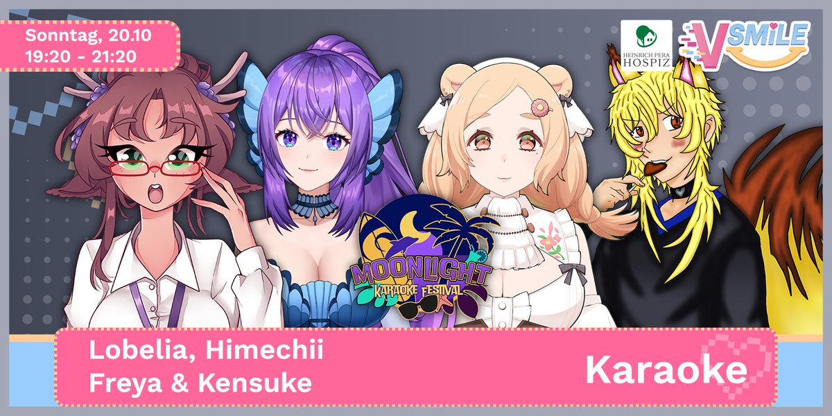 vSmileOfficial's tweet image. ๐KARAOKE๐
Was wรคre ein unglaubliches vSmile Event ohne sein spektakulรคres Karaoke Segment am Ende?
@Lobelia_Erinea , @HimechiiVT , @freyaguma und @Kensuke_Tenshi von @moonlight_ger jedenfalls haben vor euch so richtig vom Hocker zu hauen!๐
twitch.tv/vsmile_ch