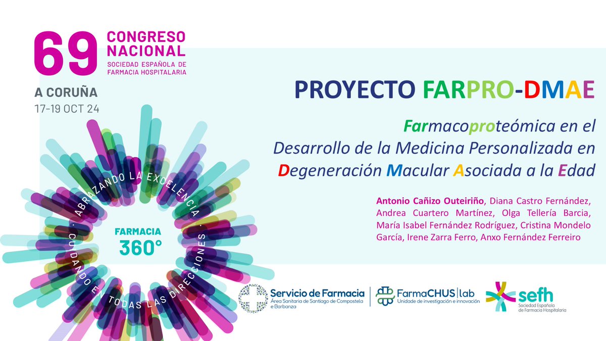 FarmaCHUSLab's tweet photo. Ayer presentamos nuestro proyecto FARPRO-DMAE en el @sefhcongreso
 
🔎💊La farmacoproteómica como nueva herramienta de medicina personalizada a disposición de los Servicios de Farmacia🔎💊

¡Muchas gracias a todos los que estuvisteis presentes!

@FarmaCHUS #sefh24 #DMAE https://t.co/JMD6hpbNqI