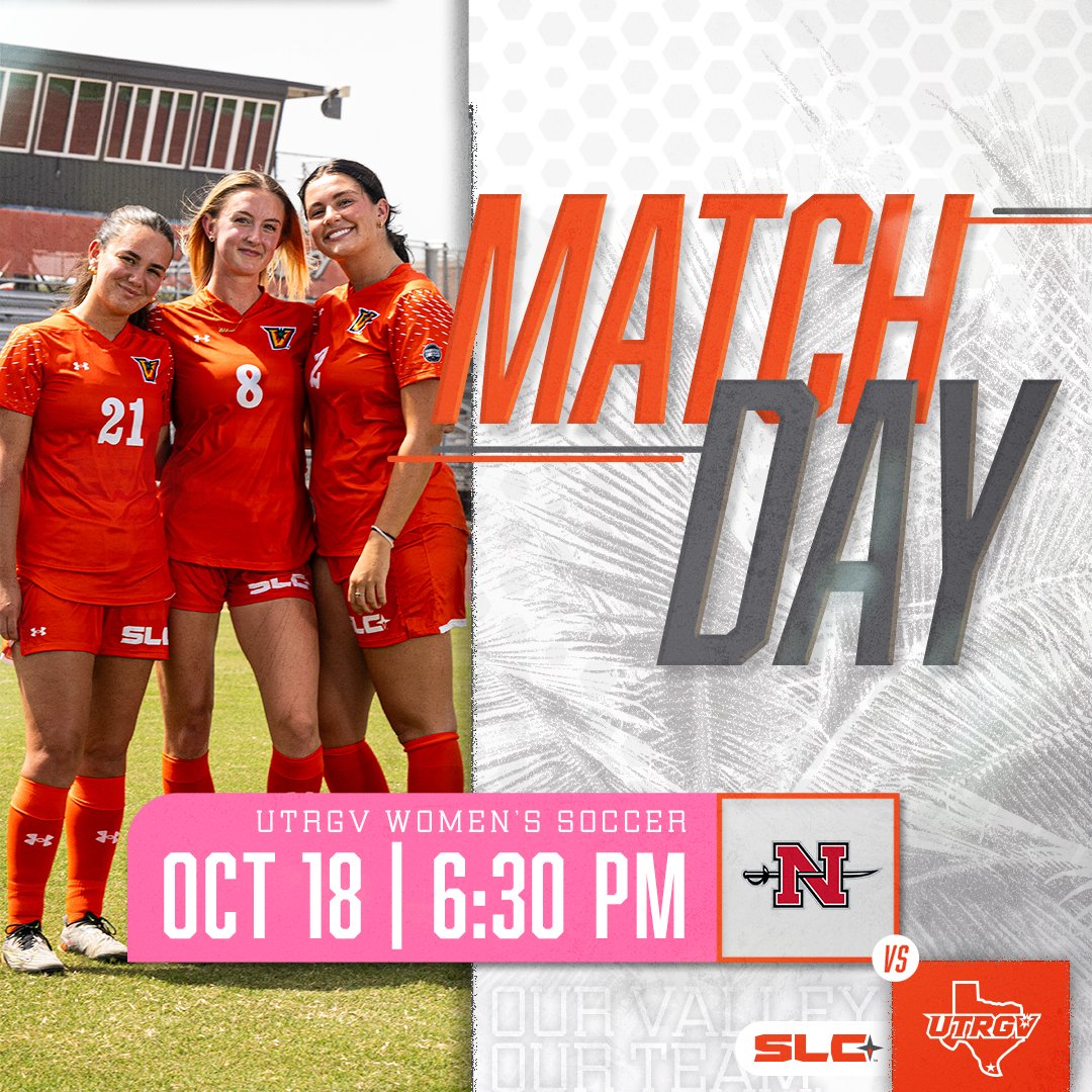 Breast Cancer Awareness Match🩷

⏰ 6:30 PM
🆚 Nicholls
📍 #UTRGV Soccer and Track &amp; Field Complex
🩷 Pink pom poms &amp; Breast Cancer Awareness buttons

Soccer Pass
🎟️ GoUTRGV.com/SoccerPass

💻🇺🇸 ESPN+
💻🌎Southland.org/Watch
📊 bit.ly/3PtGWZX

 #RallyTheValley