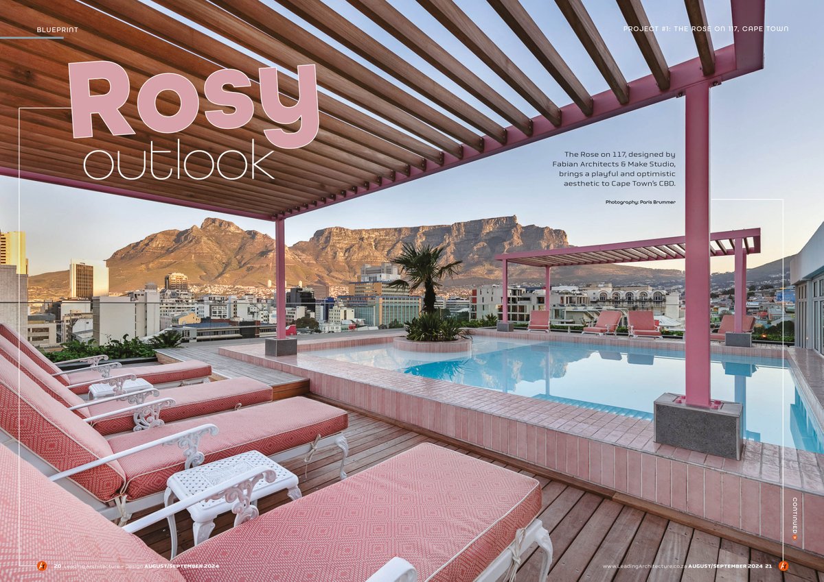 The Rose on 117, designed by Fabian Architects &amp; Make Studio, brings a playful and optimistic aesthetic to Cape Town's CBD.

Find out more here: brnw.ch/21wNTyP
📸: Paris Brummer

#ArchitectureDesign #InteriorDesign #SustainableArchitecture #LeadingArchitecture