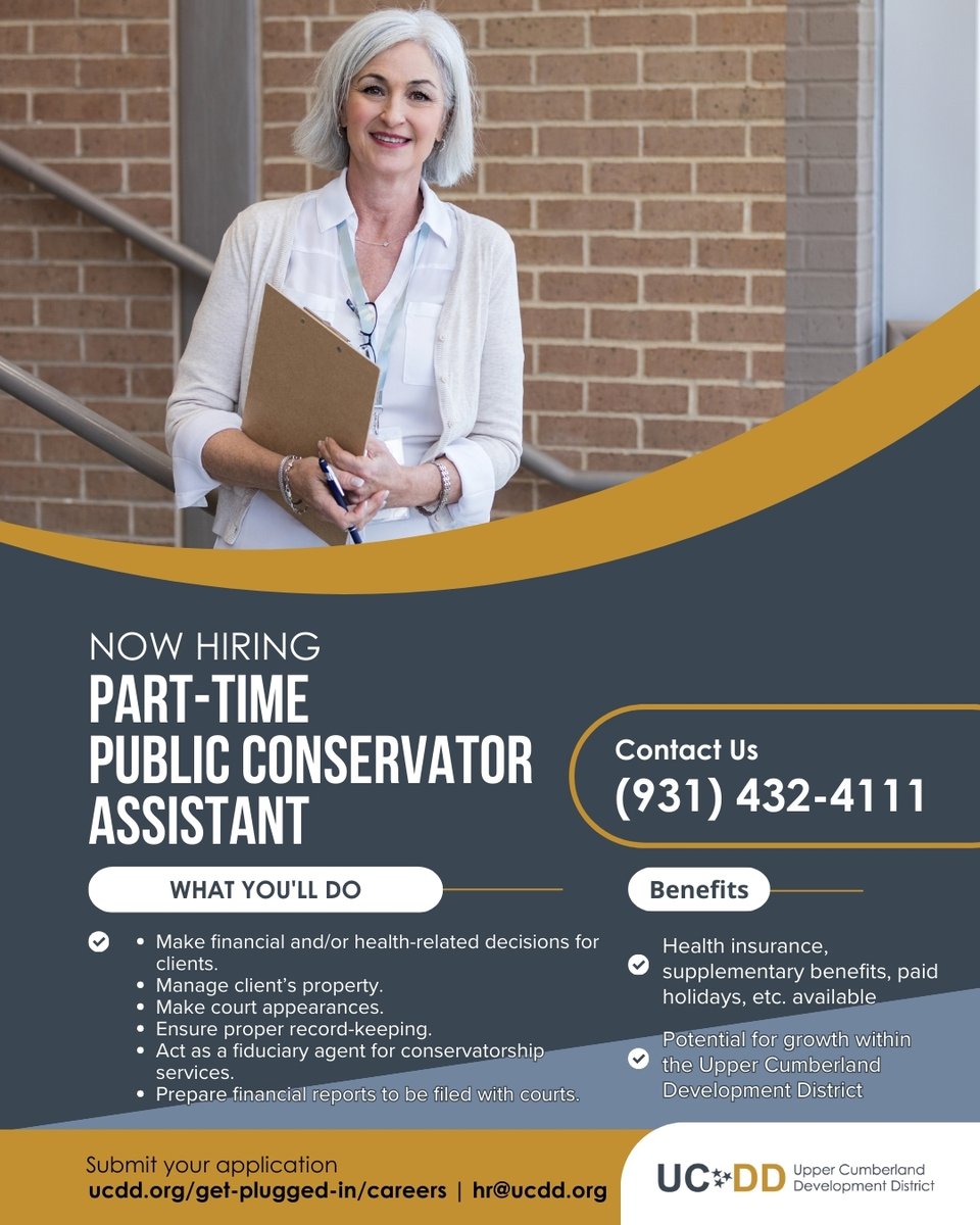 🚨 We're Hiring! 🚨

Join #UCDD/#AAAD as a PT Public Conservator Assistant! Help manage financial/health decisions, assist in court, and more. Great opportunity to grow into a full Conservator role! Visit ucdd.org &amp; apply today! 💼✨ #Hiring #JobOpportunity