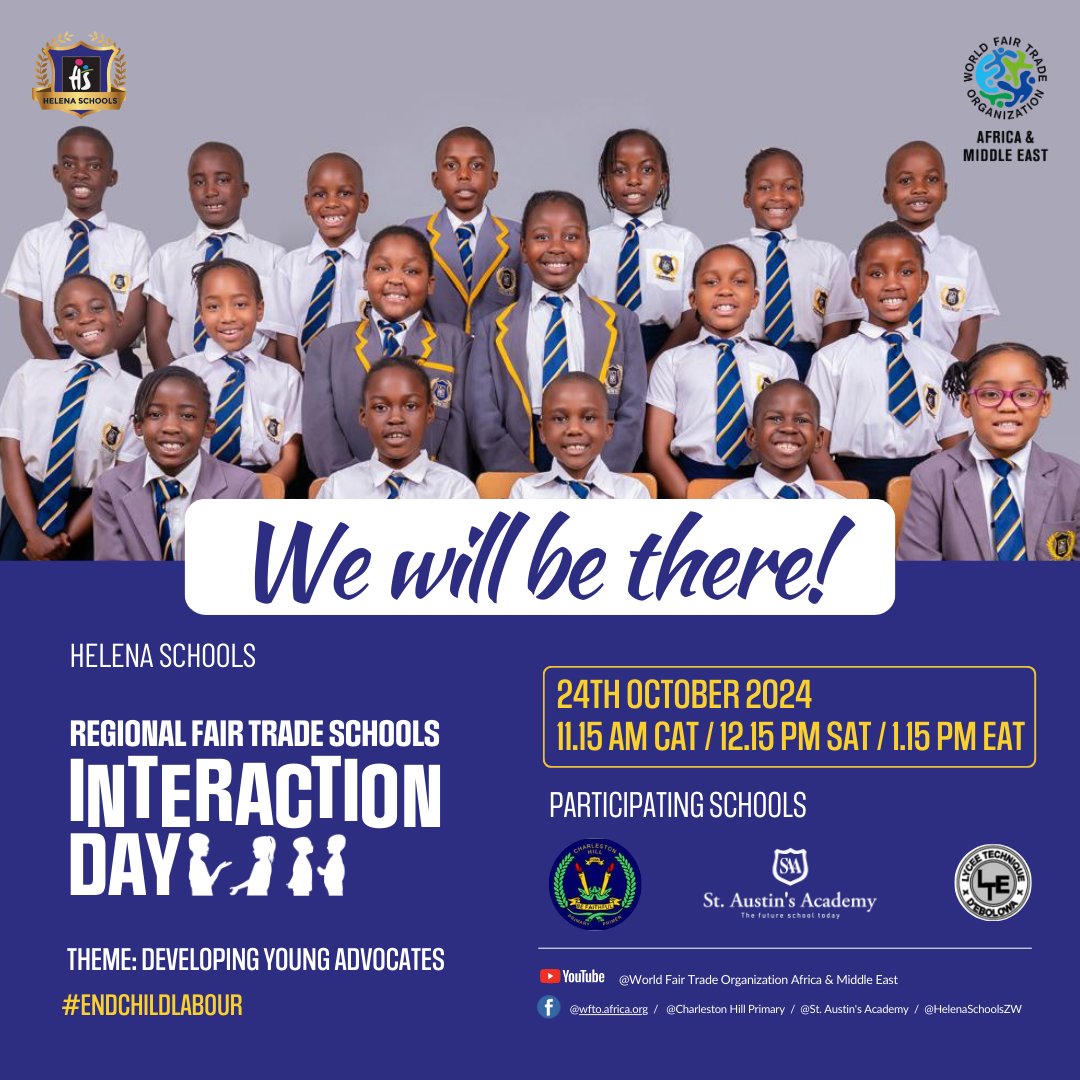 Helena School, Zimbabwe is all set to make our voices heard! We’ll be at the Regional Fair Trade Schools Interaction Day, ready to show the world that change starts with us. Get ready for powerful stories and passionate advocacy from our students! #EndChildLabor #FairTradeSchools