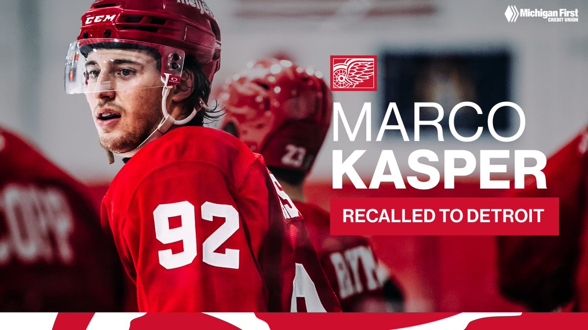 DetroitRedWings's tweet photo. UPDATE: The #RedWings have recalled Marco Kasper from the AHL’s Grand Rapids Griffins under emergency conditions. https://t.co/34ikm1Ulsz