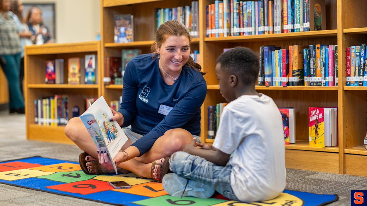 Cuse's tweet photo. As part of Coming Back Together 2024, current and former student-athletes read to students at STEAM at Dr. King Elementary School in Syracuse.

@theACC | #ACCUnityWeek https://t.co/hG97X8Uoml