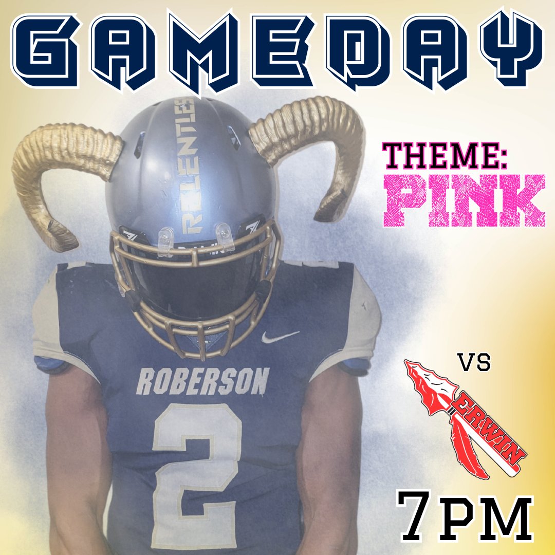 T.C. Roberson Rams Football (@tcrramsfb) on Twitter photo IT'S GAMEDAY! We're back for a big conference matchup vs Erwin at home tonight. Wear pink and come support the Rams! Admission is FREE
@tcrathletics
#CTM #TCRRams #WeAreRoberson #northcarolinahighschoolfootball #MTNATHconf #WNCSports #nchsaa #nchsaafb #4A IT'S GAMEDAY! We're back for a big conference matchup vs Erwin at home tonight. Wear pink and come support the Rams! Admission is FREE
@tcrathletics
#CTM #TCRRams #WeAreRoberson #northcarolinahighschoolfootball #MTNATHconf #WNCSports #nchsaa #nchsaafb #4A