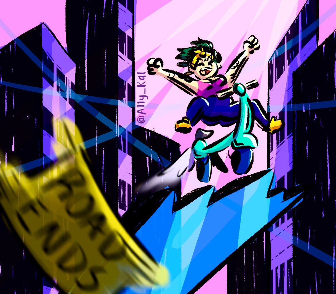 A11y_Kat's tweet photo. Challenged myself again to draw a piece incorporating 3-5 random pictures from my reference folder- here’s the result!! https://t.co/jRw6MypOxt