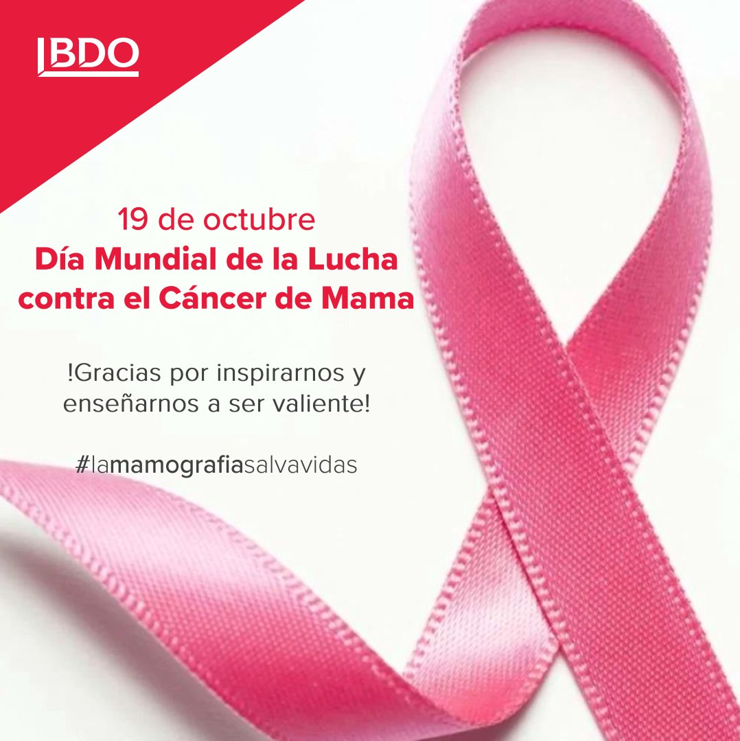 BDOUruguay's tweet photo. Cada 19/10  celebramos el #DiaInternacionalcontraelCancerdeMama con el objetivo de crear conciencia y promover que cada vez más se acceda a controles, diagnósticos y tratamientos efectivos. El lema de este año: "Nadie debería enfrentarse al cáncer de mama en solitario". https://t.co/2zDTSb3W7A