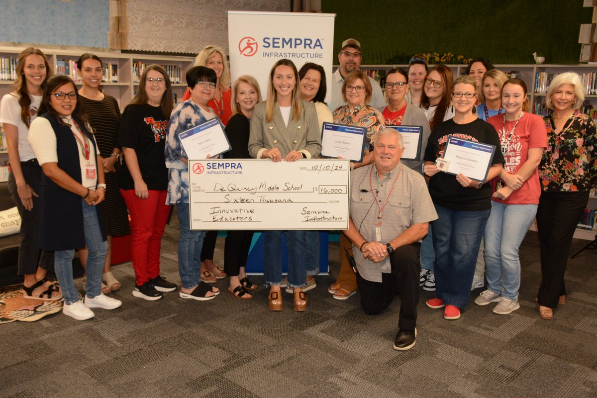 Multiple staff members at DeQuincy Middle School recently received grants from Sempra Infrastructure. These grants help to support teachers in enhancing classroom activities in the areas of science, technology, engineering, and math at all education levels.