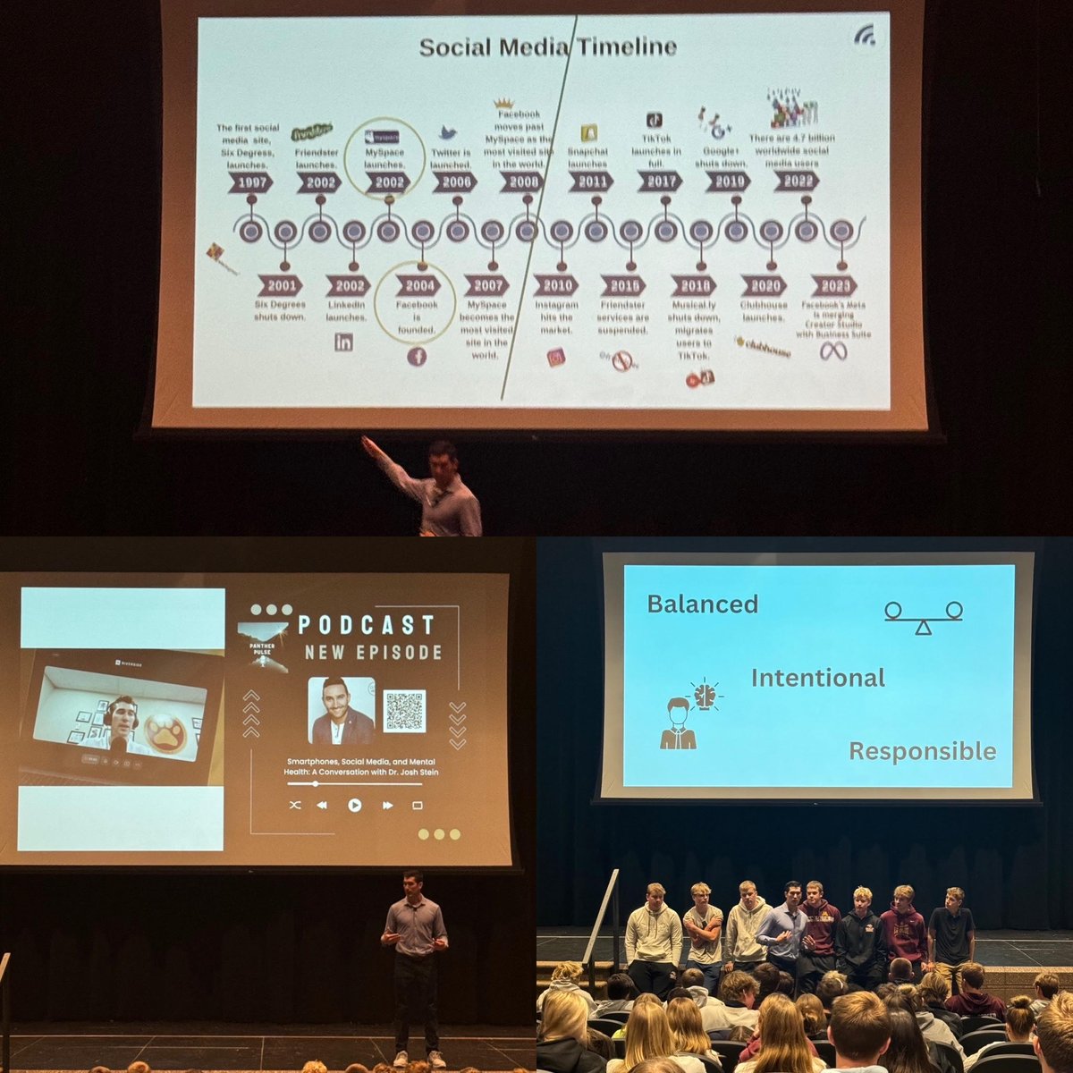 So proud of our high school for organizing monthly topics! This month: "LiveMoreScreenless." I spoke on social media &amp; mental health.

Check out the podcast for more on this topic podcasts.apple.com/us/podcast/sma…

If your school is interested in this topic, let me know!
