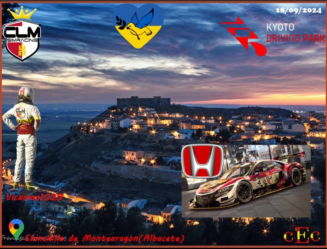 Hola buenas tardes esta noche corremos la ronda 6️⃣ del <a href="/CECcomunidades/">CEC Campeonato Español De Comunidades</a> y nos iremos a tierras niponas!!

📺22.30 <a href="/TwitchES/">Twitch ES</a> <a href="/GoHiSer/">G🐣HISER</a> 
🏁 Kyoto driving park🇯🇵
🏎️ <a href="/Honda/">Honda</a> NSX Raybrig 16' 🇯🇵
🎮 <a href="/vicaman1029/">El tío vica</a> 
🖌️ By desingn <a href="/AJSF_design/">AJSF_design</a> 

#GoCLM #cec #honda
