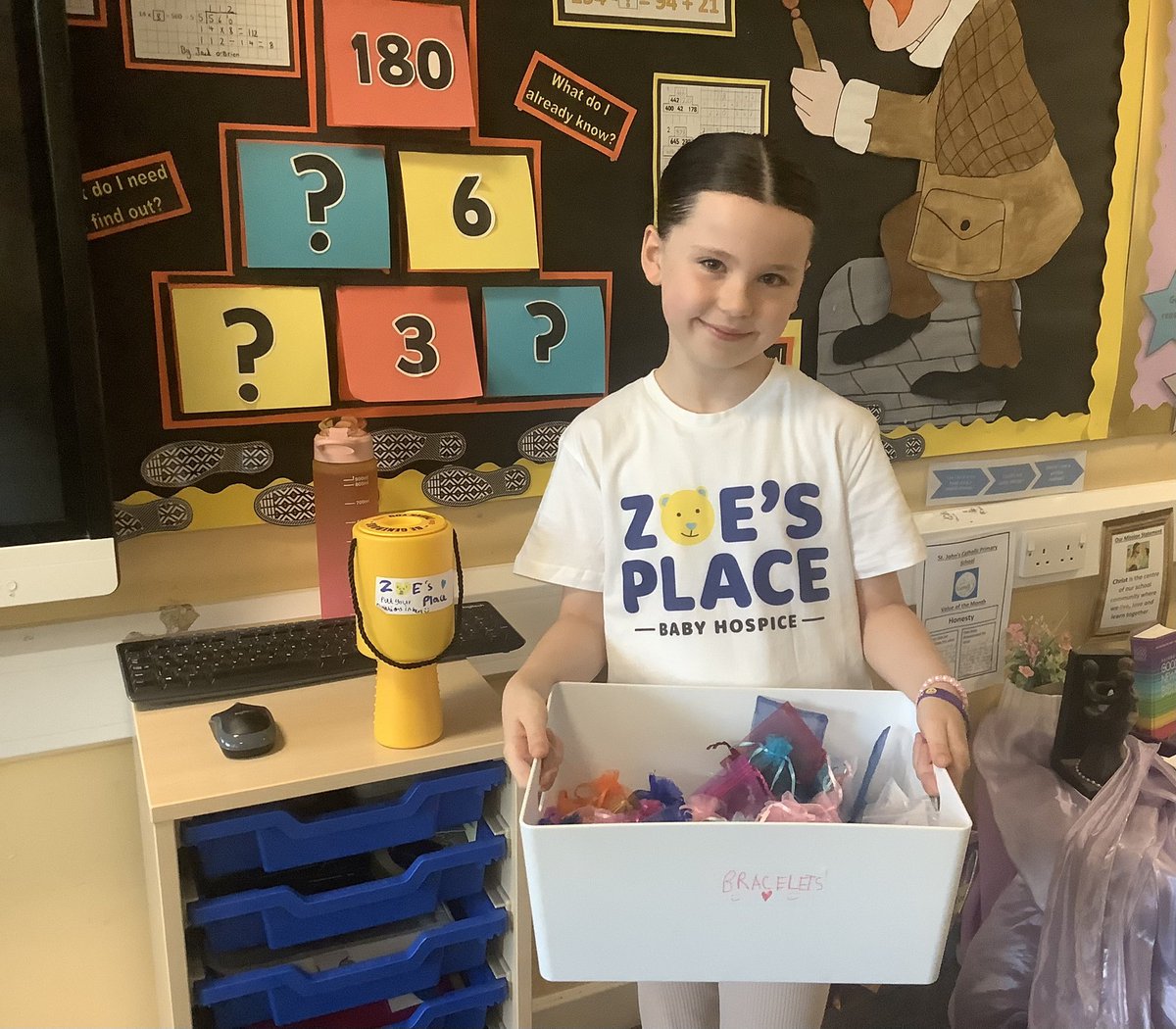5J_stjohns's tweet photo. Today was a very special day! We wore our own clothes and brought in a donation to raise money for @ZoesPlaceLiv  We also had a group of girls who decided to make bracelets at home, to sell in school, to raise as much money as possible. We are incredibly proud of them! 💛⭐️ https://t.co/dwBxsCdMiV