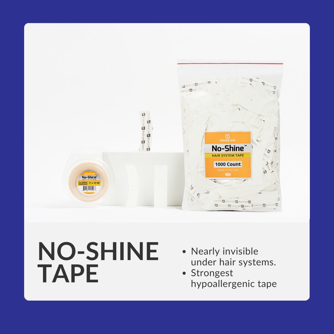 WalkerTape's tweet photo. For the ultimate discreet hold, choose No-Shine! Nearly invisible under any hair system with maximum wear time.  #WalkerTape #EmpowerConfidence https://t.co/tsWIk3caq4