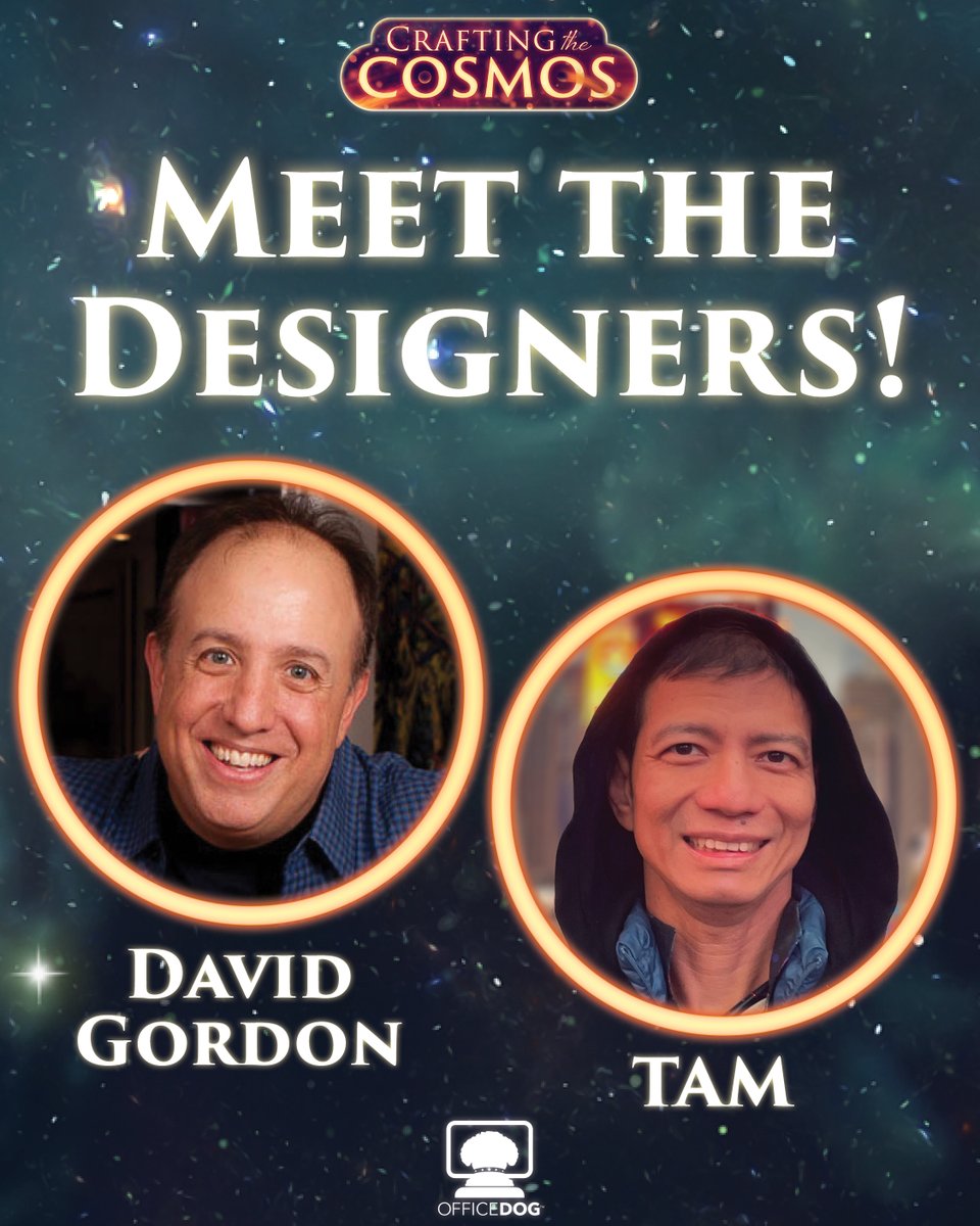 Meet David Gordon &amp; TAM, the game designers behind Crafting the Cosmos! 💫 With over 25 designs under their belt, this duo has been making games together since 2020. 

Check out the full interview at officedoggames.com/designer-spotl…