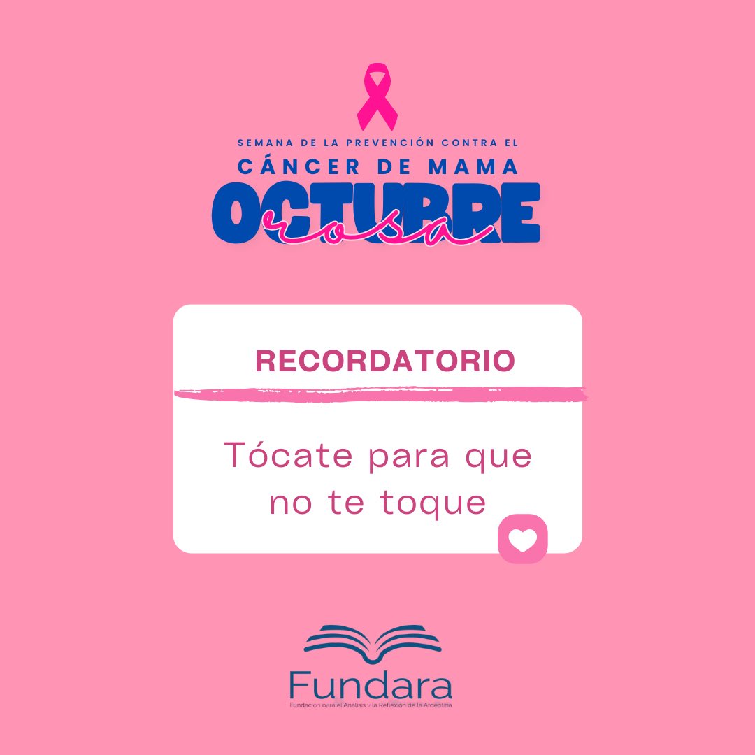🎀 PREVENCIÓN CONTRA EL CÁNCER DE MAMA🎀

“Tocate para que no te toque”

Controlar para prevenir.

Prevenir para un mejor tratamiento.