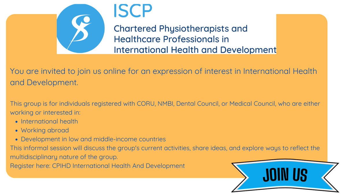 Calling health professionals with an interest in international health and development &gt; iscp.ie/events/CPIHD--…